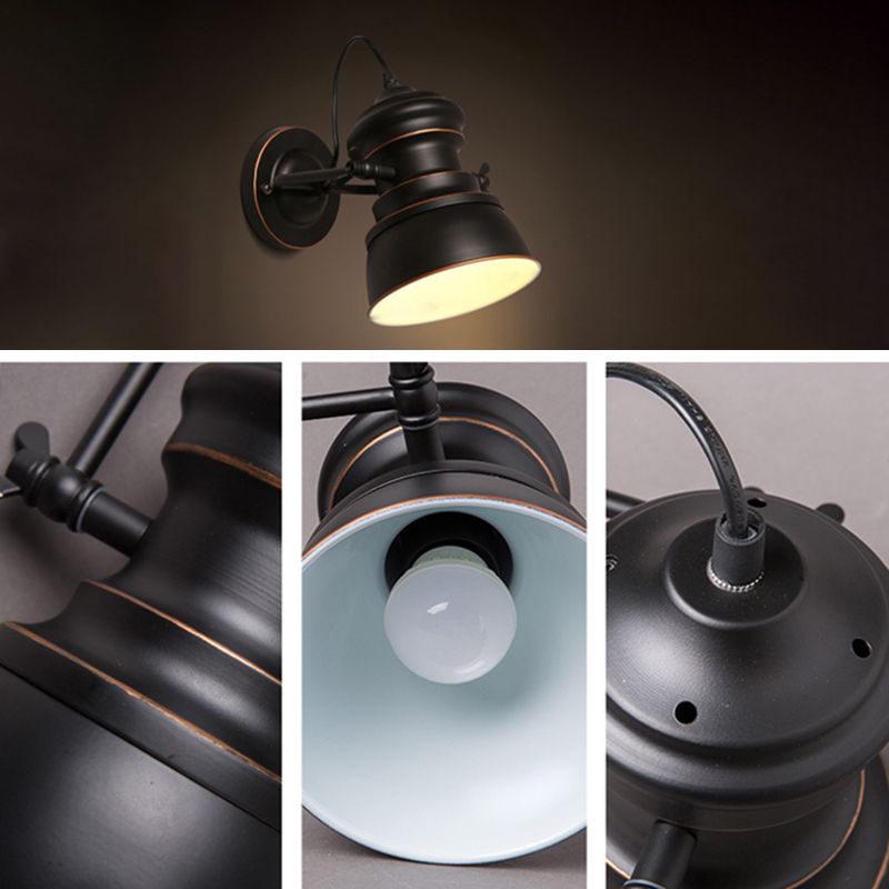 Einzigartige Schattenleuchte Industrial Style 1 Lichtmetall Wandleuchte Leuchte in Schwarz