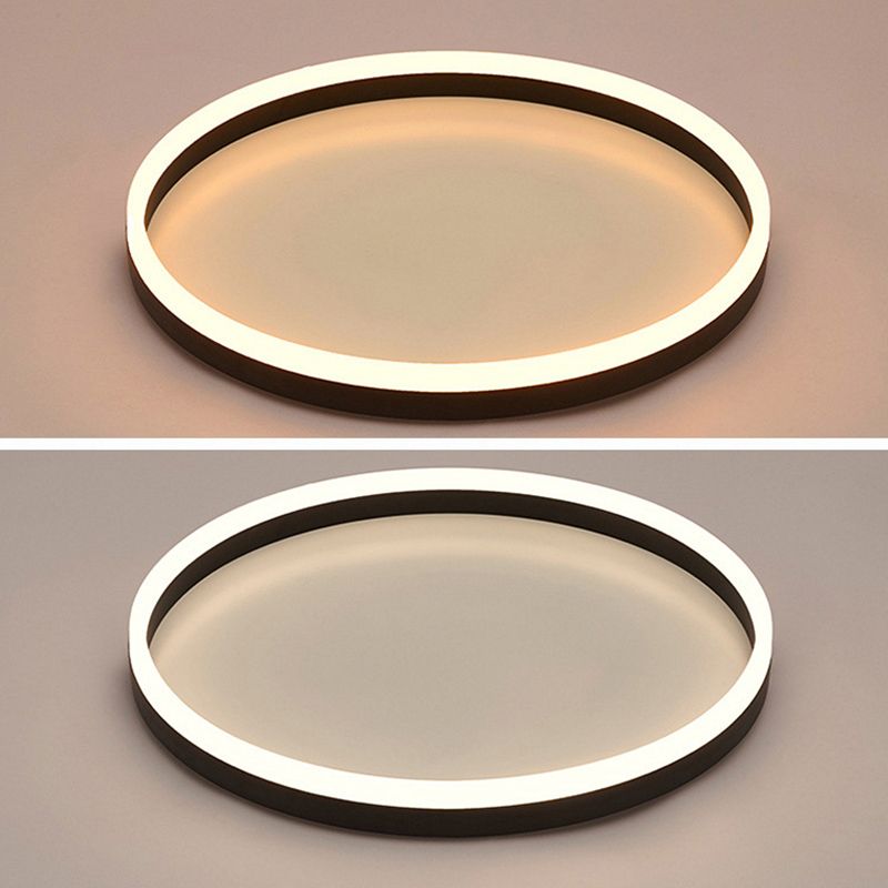 Minimalist LED Flush Mount Ceiling Light Black Circle Flush Ceiling Light Fixture with Metal Shade