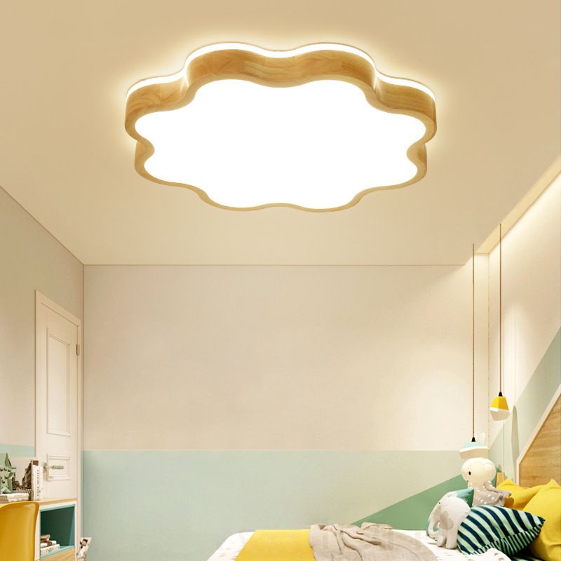 Flower Led Wooden Flush Mount Light Simple Beige LED Flushmount Illuminazione per Bedroom
