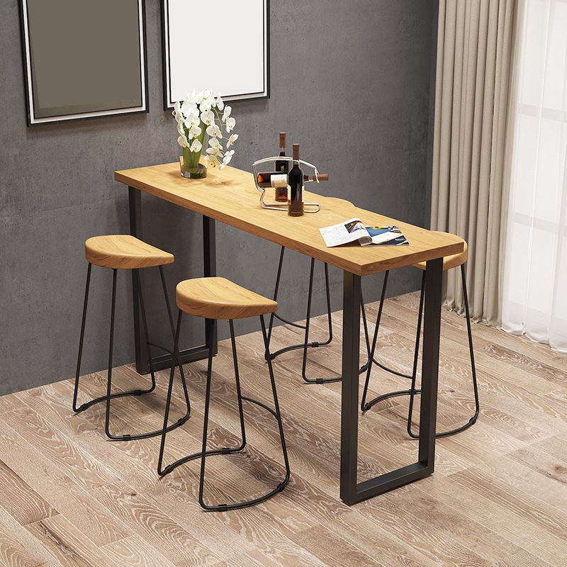 Modern 1/4/5 Pieces Bar Table Set Rectangle Wood Counter Table with High Stools for Cafe