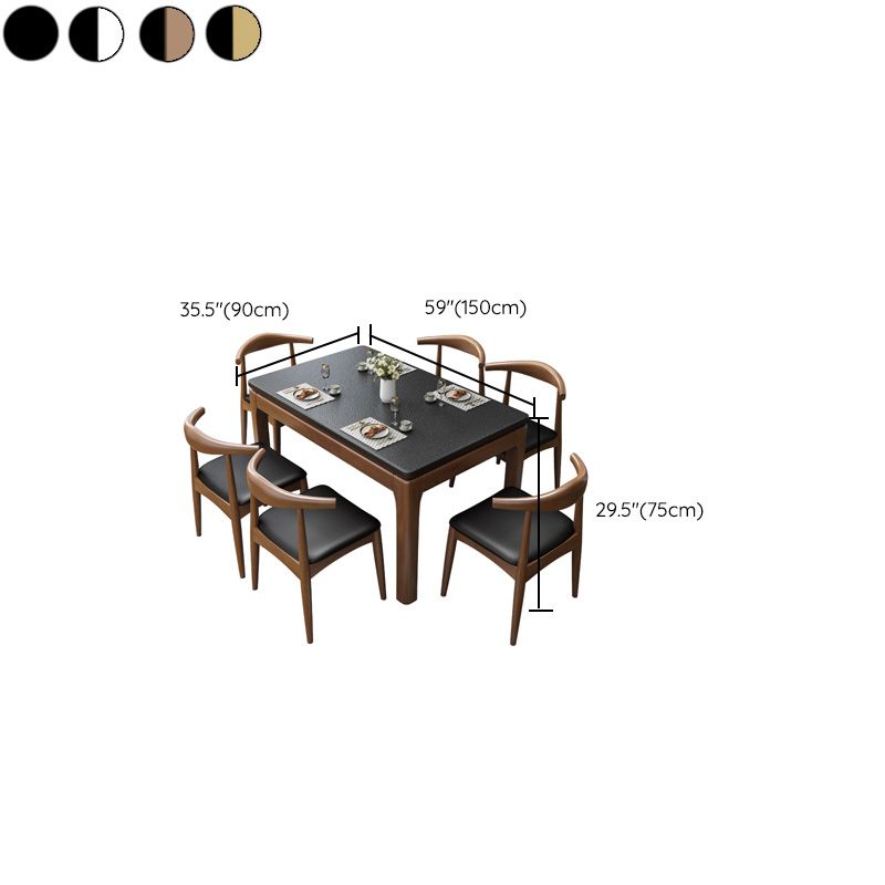 Contemporary Kitchen Dinner Table 4 Legs Solid Wood Dining Table