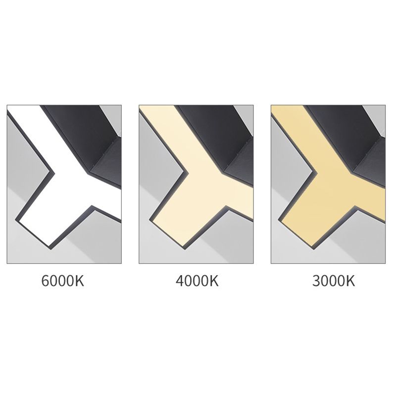 Y Shaped Acrylic Suspension Lamp Modern Black LED Pendant Light for Conference Room