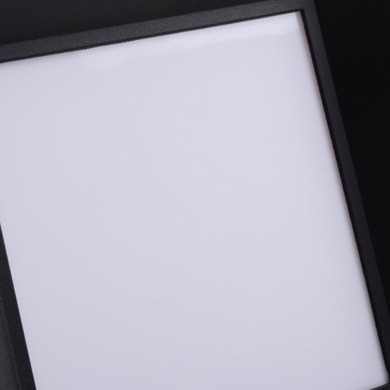 Rectangular Shape Metal Pillar Lamp Modern Style 1 Light Waterproof Outdoor Light in Black