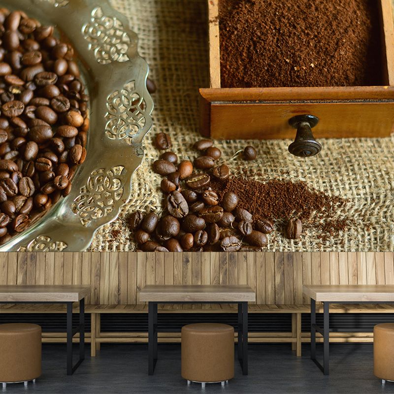 Customized Coffee Beans Mural Contemporary Eco-friendly Wallpaper for Shop Interior Decoration