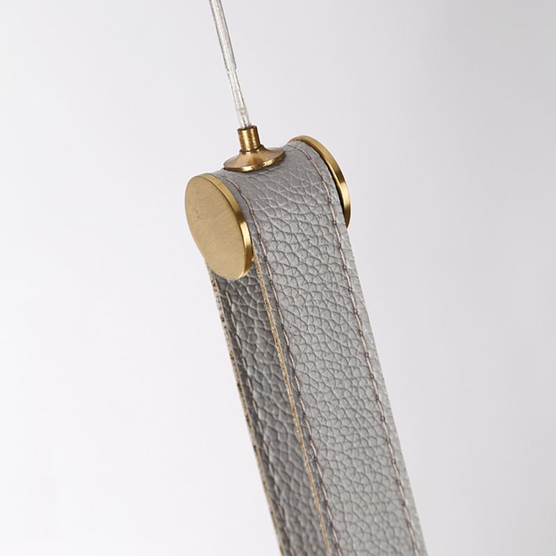 Messing schijf suspensie licht postmoderne getextureerde glazen led-droplamp met lederen band