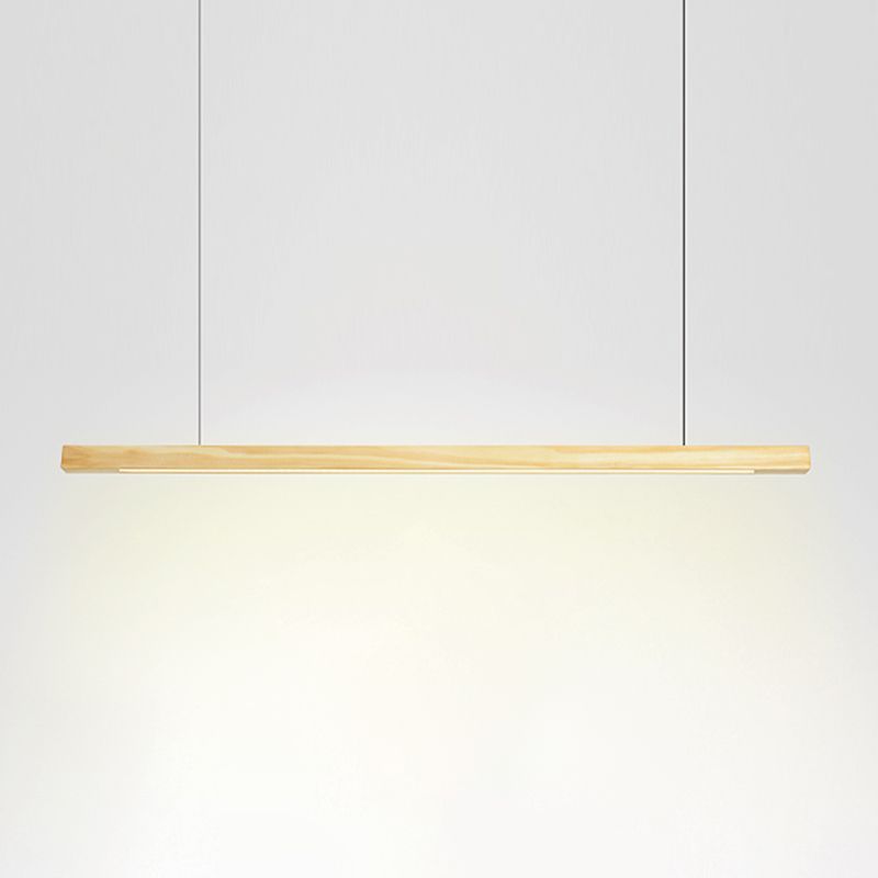 Zeitgenössische Insel Leichtes lineares Holz 1 helle Inselpendelleuchte für Küche