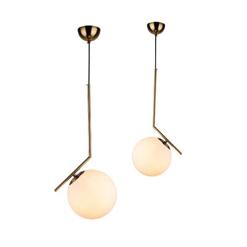 Colgante de forma de bola contemporánea de vidrio blanco 1 colgante de cabeza para comedor