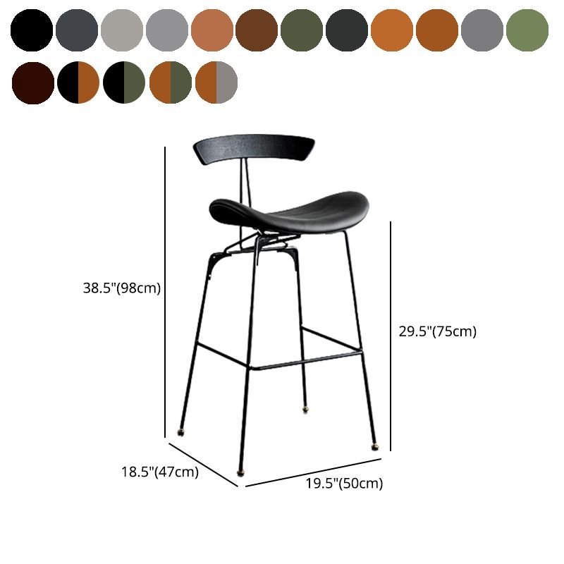 Industrial Leather Bristol Stool Matte Finish Footrest Low Back Barstool