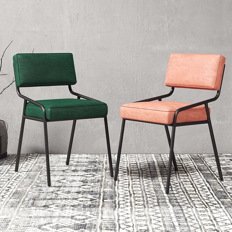 Chaise d'appoint de maison scandinave, chaise de salle à manger à dossier ouvert en métal rembourrée
