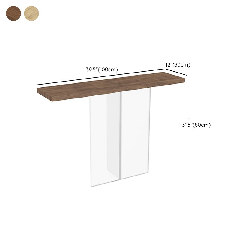 Solid Wood Console Table 31.5" Tall Rectangle End Table with Acrylic Leg