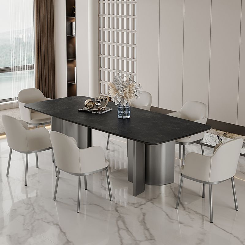 Glam Black Dining Table Set 1/4/5/7 Pcs Dinette Set with Leather Chairs