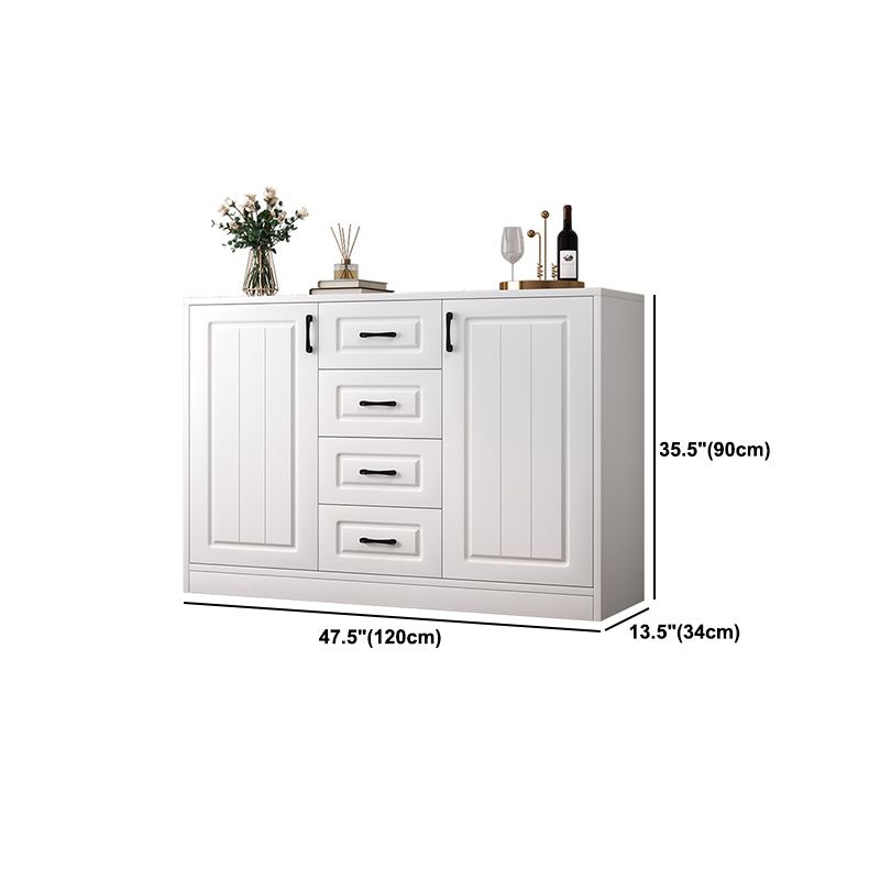 Contemporary White Wooden Accent Cabinet with Doors and Drawers