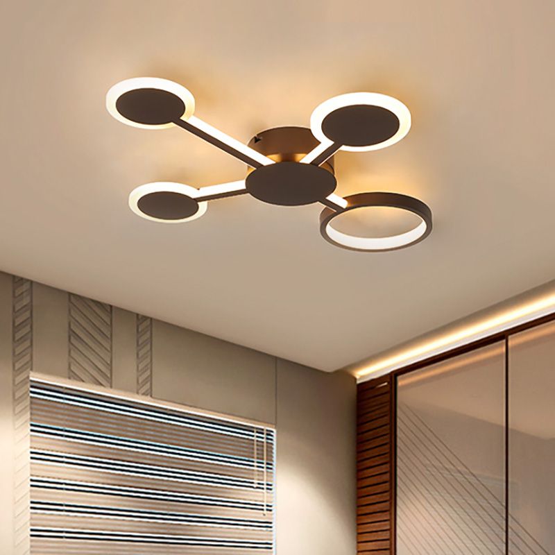Acrílico Sputnik montaje empotrado modernista 4/5/6 luces café LED montaje empotrado lámpara en luz blanca/cálida
