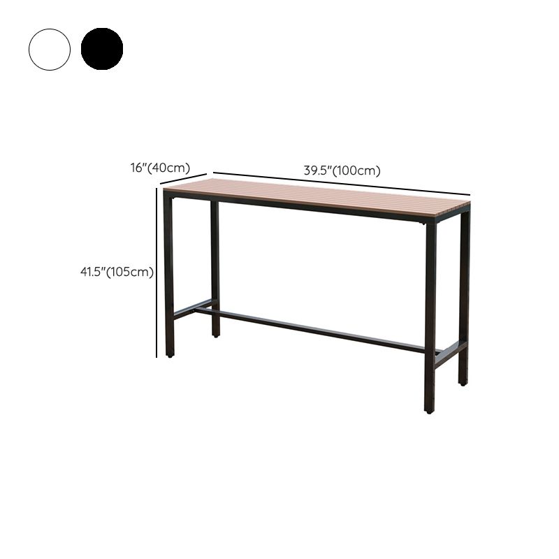 Brown Rectangle Top Bar Table Trestle Base Dining Table for Coffee Room