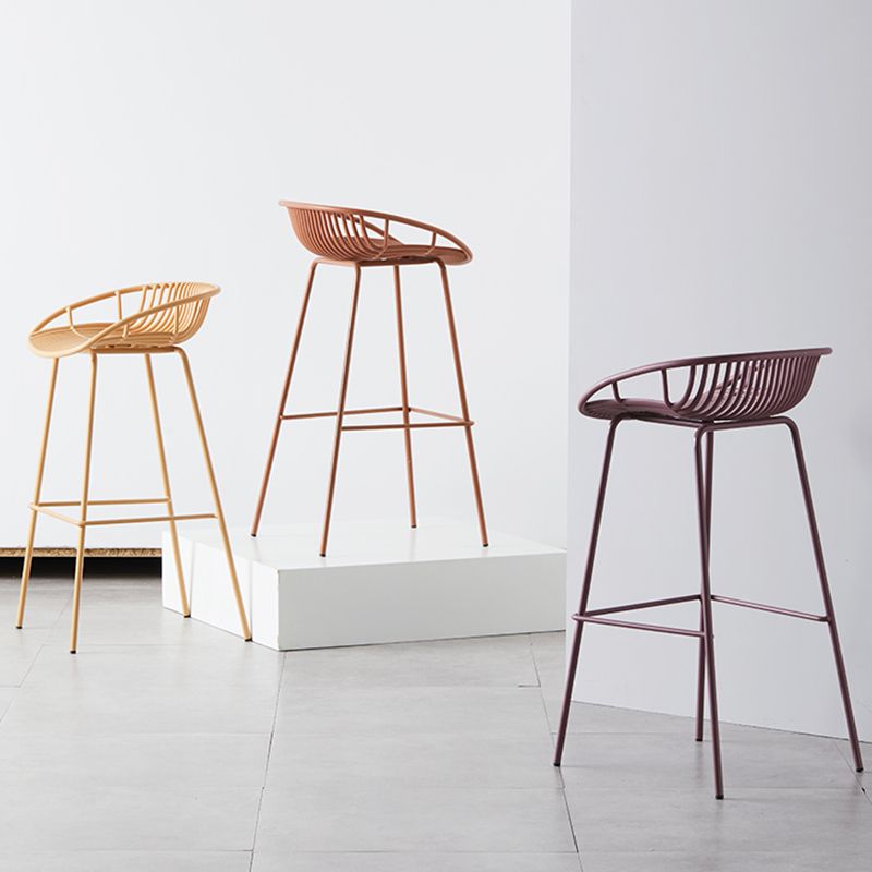 Industrial Metal Stool Metal Low Back Counter Stool in Matte Finish for Indoor