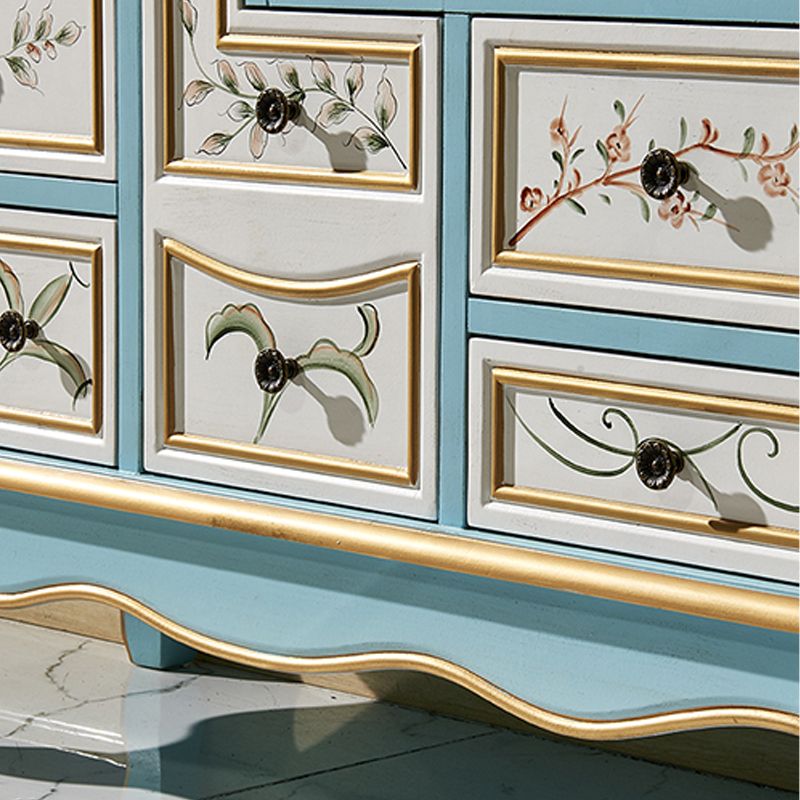 15.6-inch W Dresser Traditional Solid Wood Storage Chest with 9 Drawers