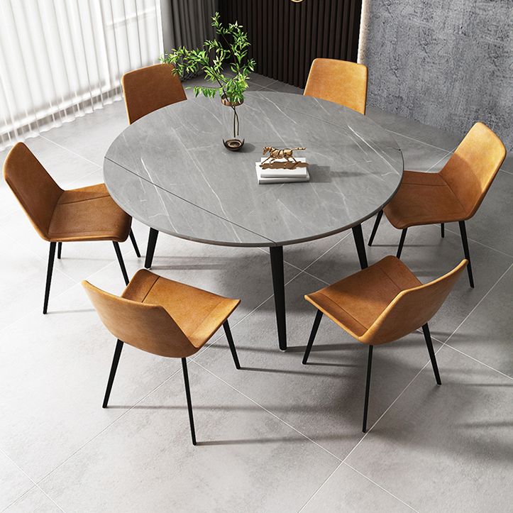 4-foot Stone Dinette Table Simplicity Style Round Dining Table with Drop Leaf