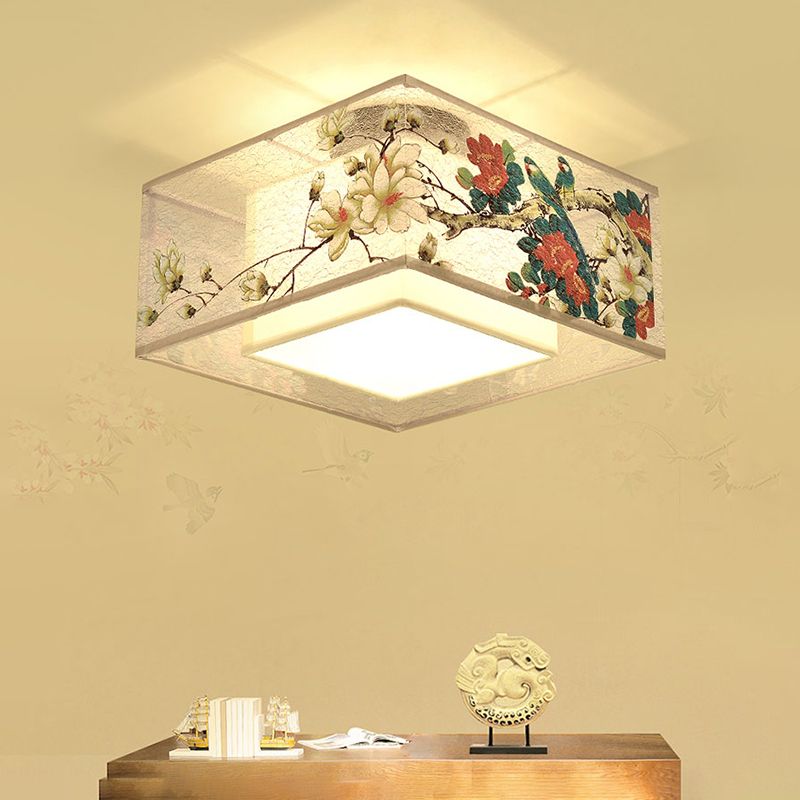 Plafonnier encastré en tissu de style chinois pour salon