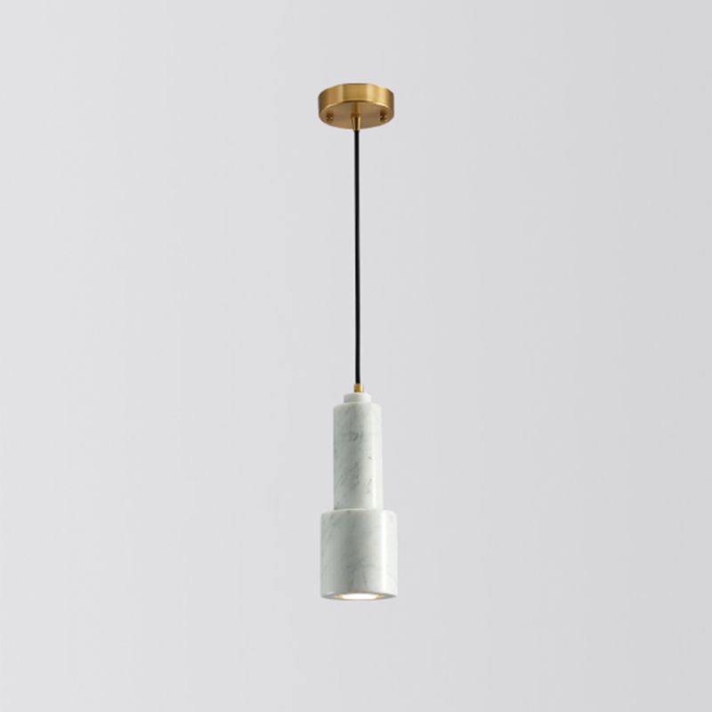 Shaded Dining Room Suspension Lighting Marble 1 Head Minimalistic Pendant Ceiling Light