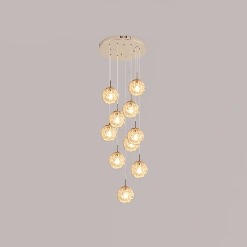 Lumière suspendue en argent dans la lampe suspendue du globe en acier inoxydable de style de luxe moderne pour les escaliers