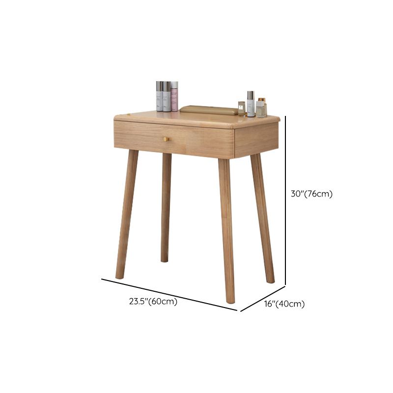 Solid Wood Vanity Makeup Table with Drawer Standing Mirror Dressing Table