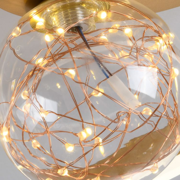 Abat-jour en forme de cerceau pour éclairage de plafond à LED, montage encastré étoilé en métal avec abat-jour en verre boule