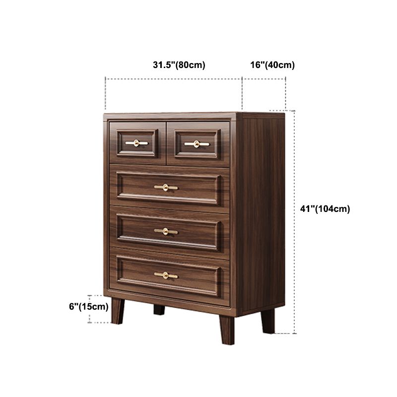 16" W Modern Brown Oak Storage Chest Dresser Wood Storage Chest with Drawers