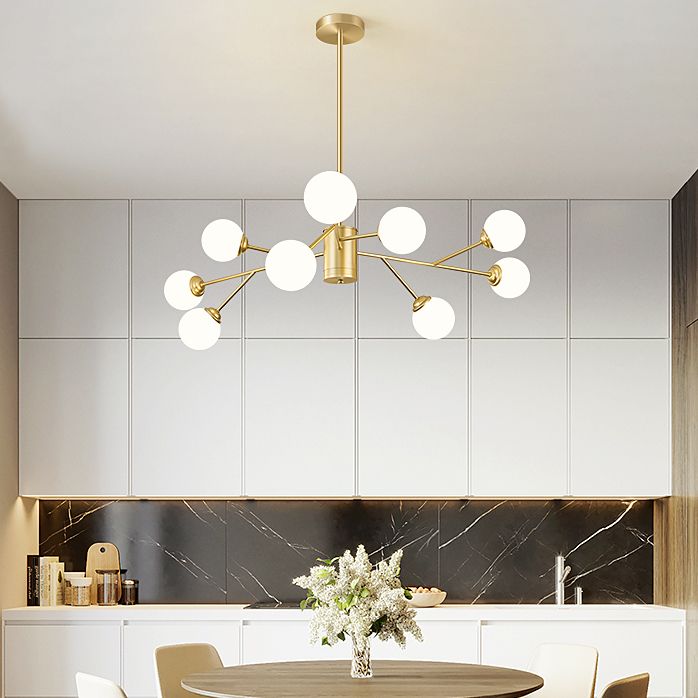 Gold Simplicity Chandelier Light Globe Glass Shade Pendant Lamp for Living Room