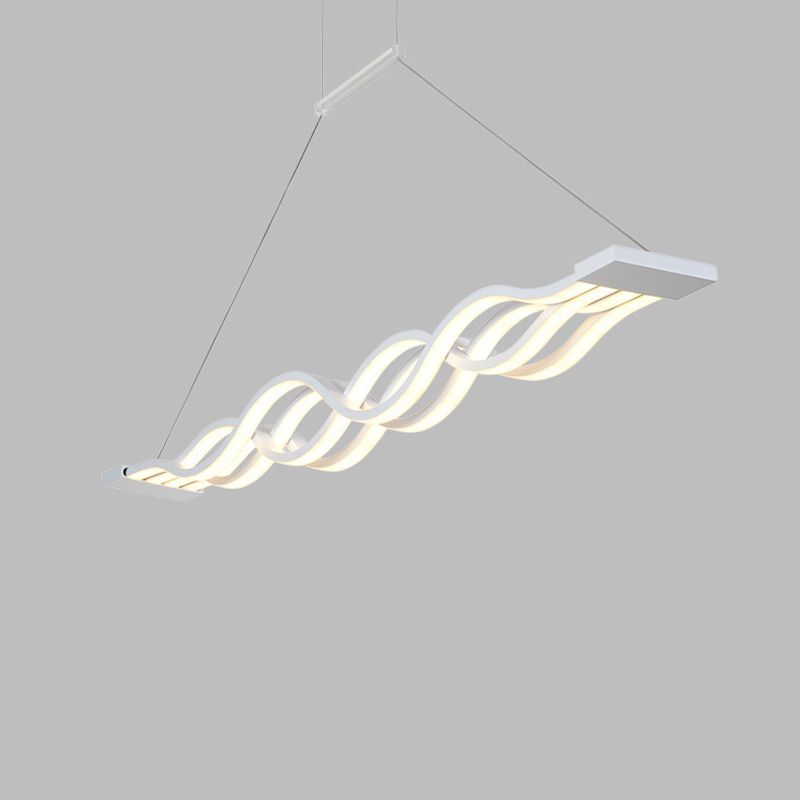 Acrylic White LED Island Light in Modern Concise Style Iron Linear Pendant Light for Dining Room