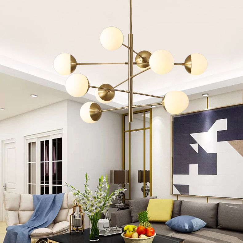 Living Room Chandelier Pendant Light Modern Chandelier Light Fixture with Starburst Glass Shade