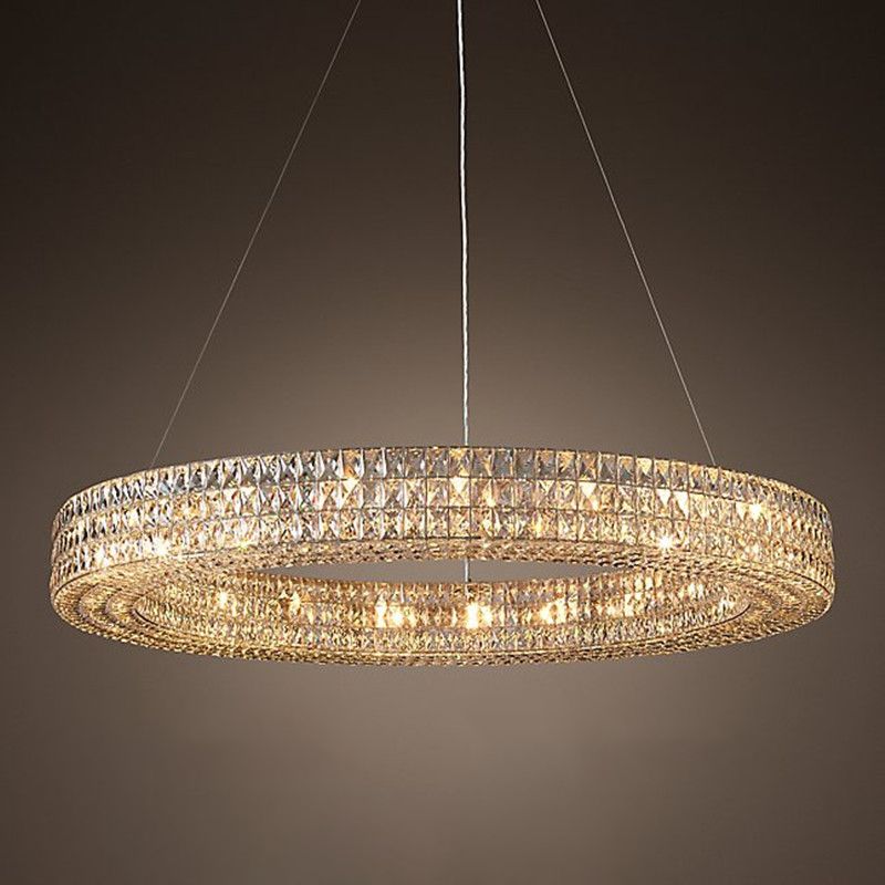 Modern Luxury Hanging Light Crystal Circular Chandelier for Living Room