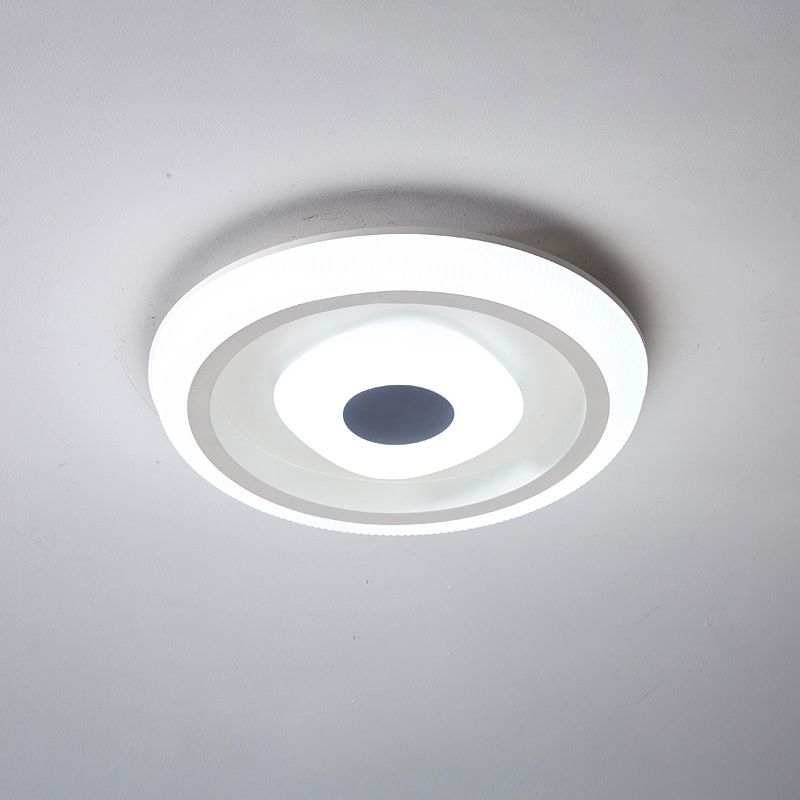 White Square/Round LED Ceiling Lamp Minimalism Acrylic Flush Mount Fixture with Inner Shade for Hotel