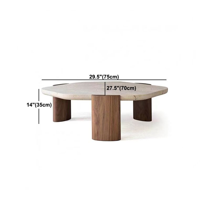 3 Legs Single Coffee Table Wooden Modern Brown Cocktail Table