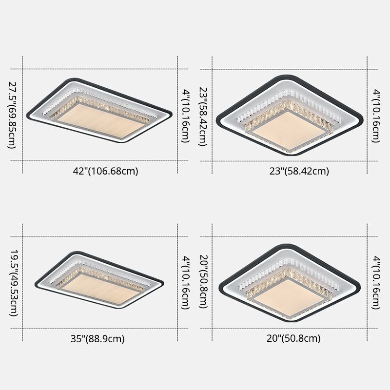 3-Tier Crystal Flush Mount Light Fixture Minimalist Black Flush Mount LED Light for Bedroom