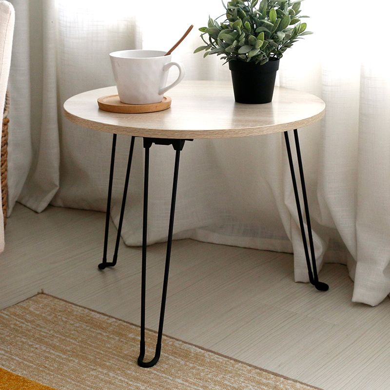 8.6"/12.9"/16.5" Tall Modern 3 Leg Ironcraft Wood Round Top Coffee Table