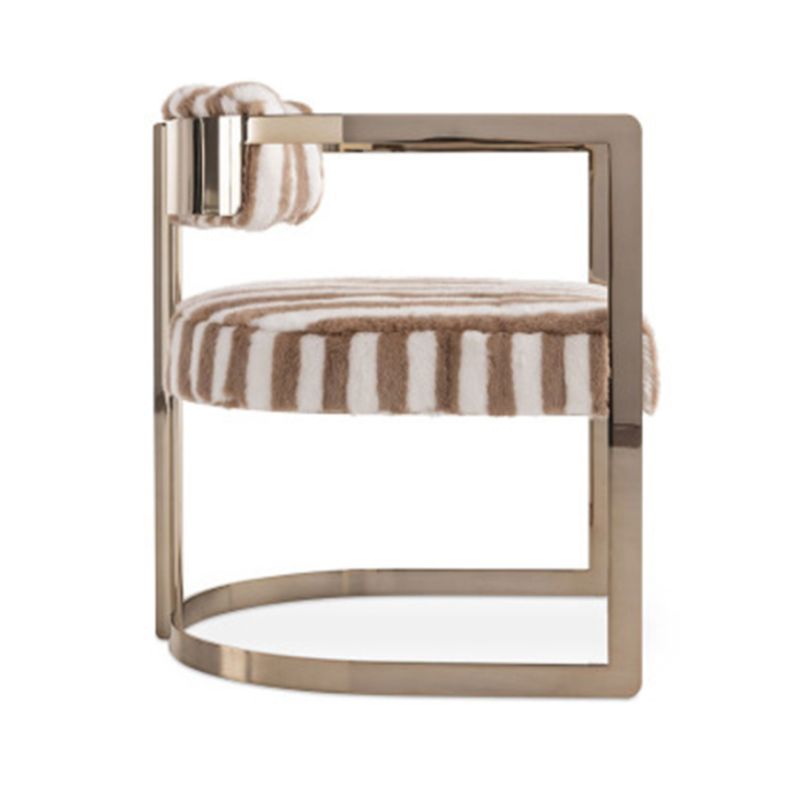 Upholstered Arm Chair Modern Style Dining Chair with Metal Legs