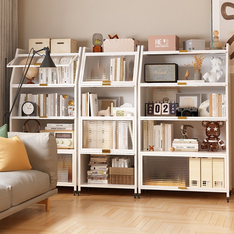 Standard Bookcase Metal Glam Closed Back Bookshelf with Shelves