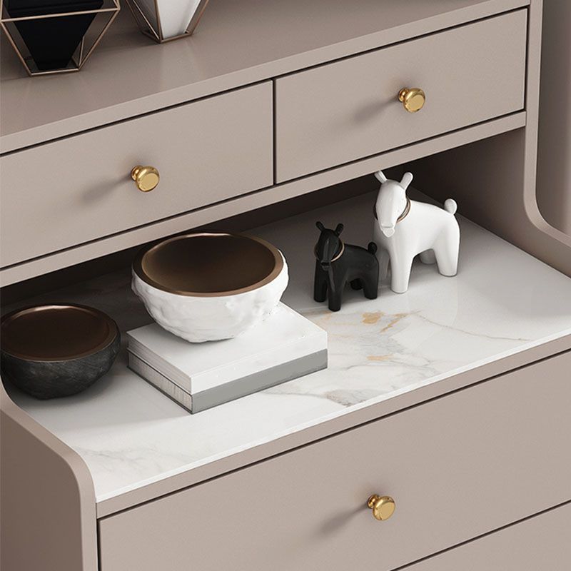 Contemporary Stone Top Dresser Vertical Storage Chest with Soft-Close Drawers for Bedroom