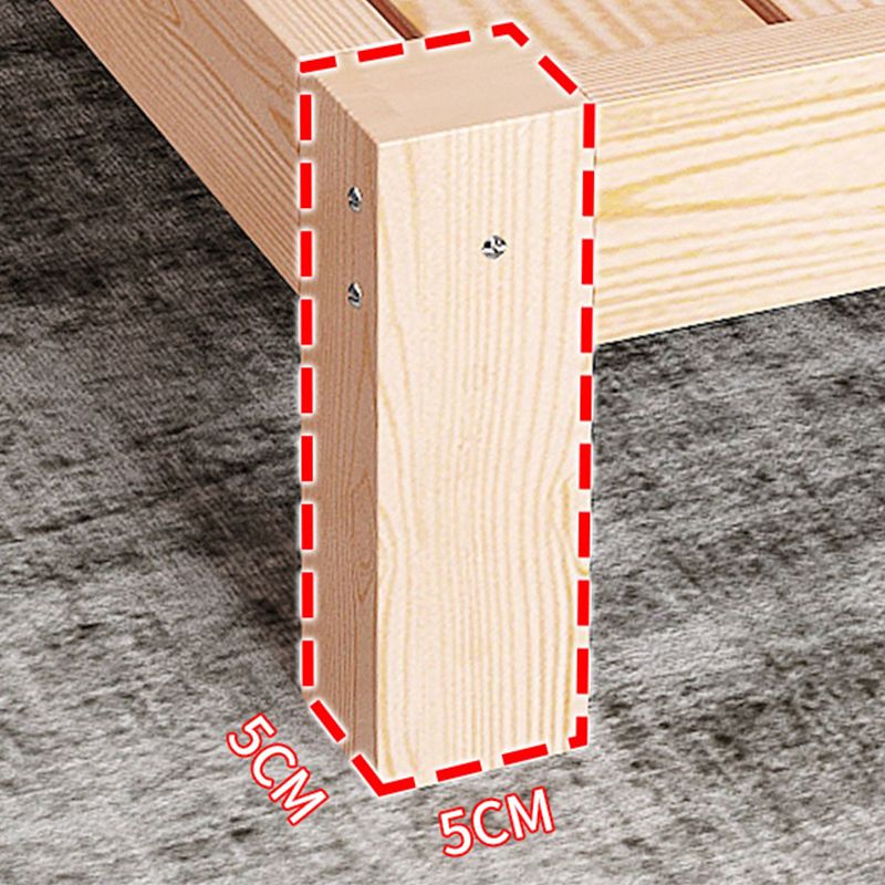 Scandinavian Solid Wood Panel Bed with Rectangular Headboard