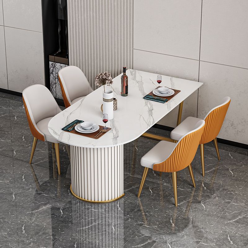 Luxury Sintered Stone Kitchen Table Free Form Double Base Table