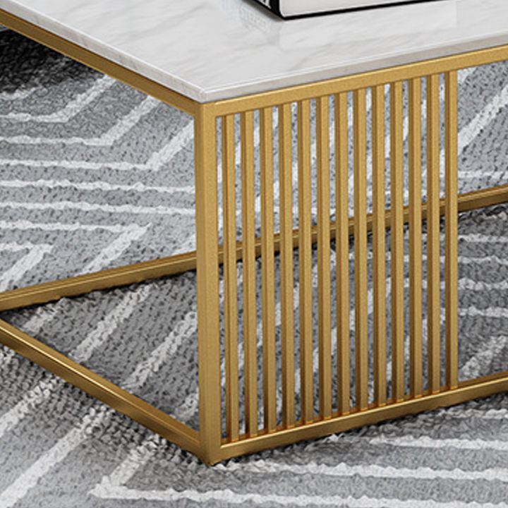 White Marble Top Coffee Table Metal Frame Coffee Cocktail Table