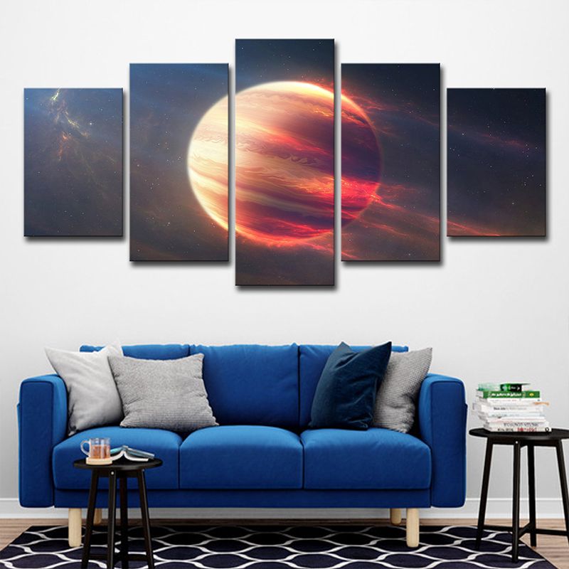 Mars Sphere Wall Art Print Multi-Piece Fictional Living Room Canvas in Red and Black
