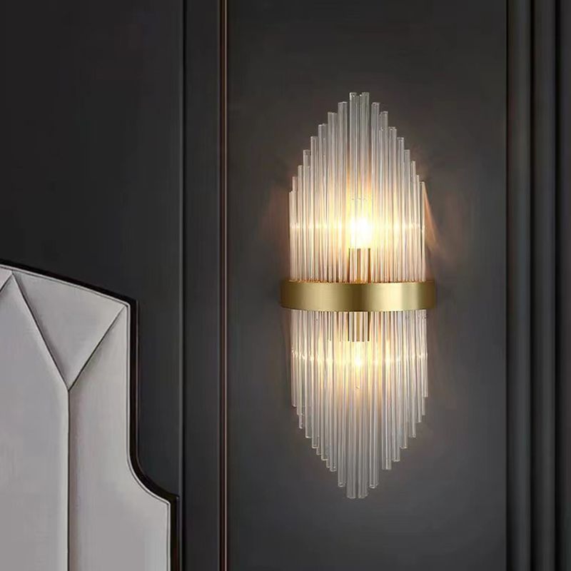 2-Light Geometric Wall Lamp Modern Crystal Sconce Light for Living Room
