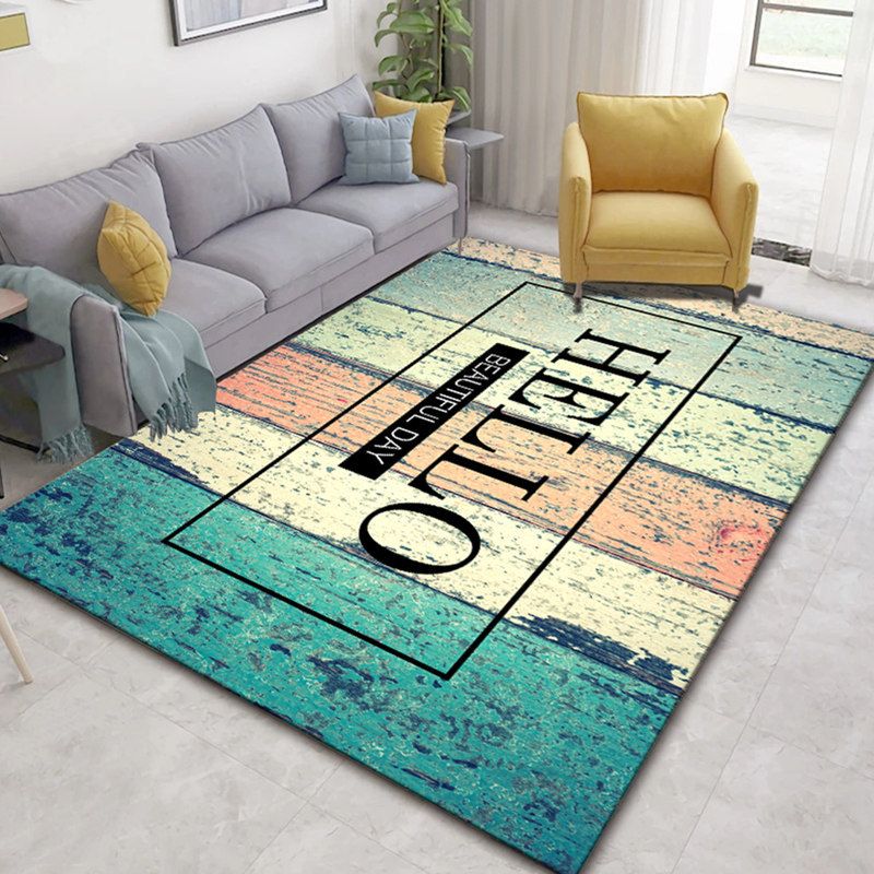 Glam Nordic Area Rug Multi-Colored Plant Carpet Stain Resistant Washable Anti-Slip Backing Rug for Sitting Room