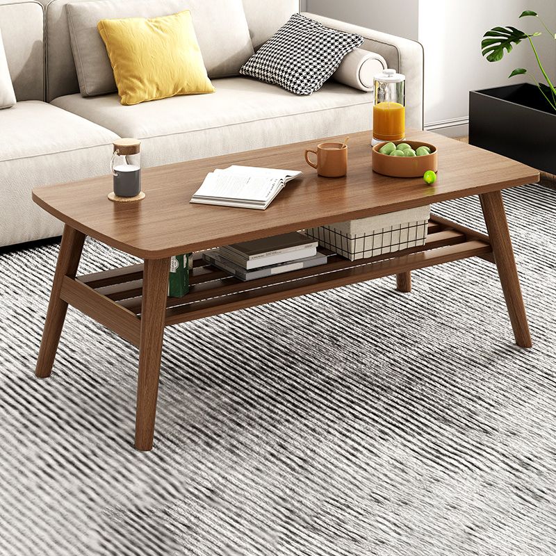 Foldable Wooden Coffee Table Elliptical 4 Legs Cocktail Table