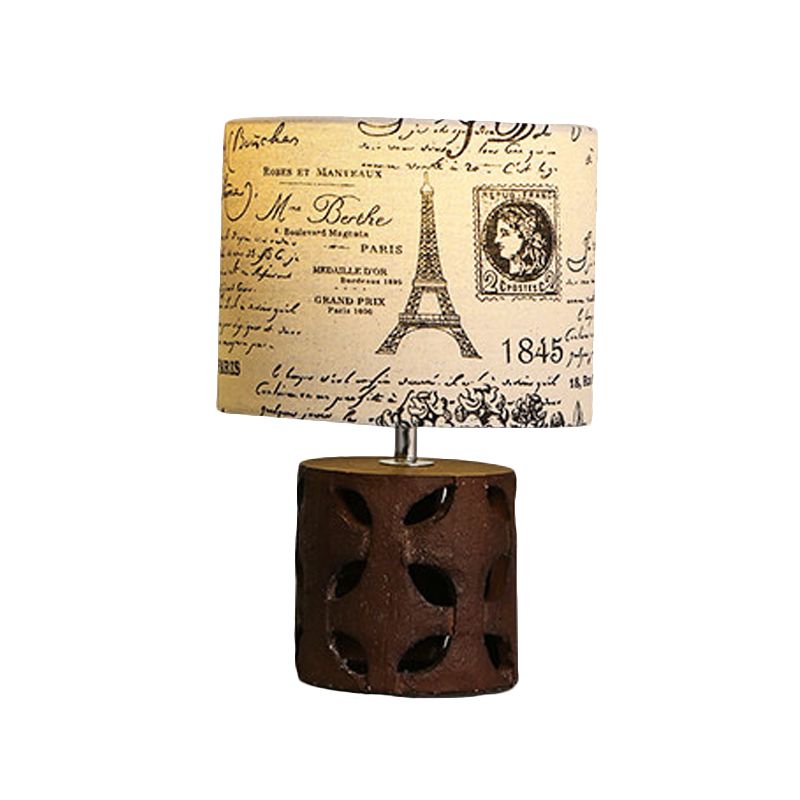 Tambre de la sala de estar iluminación de la tela del país 1 Luz de escritorio de guión de beige Luz de escritorio con resina Cilindro/Baluster