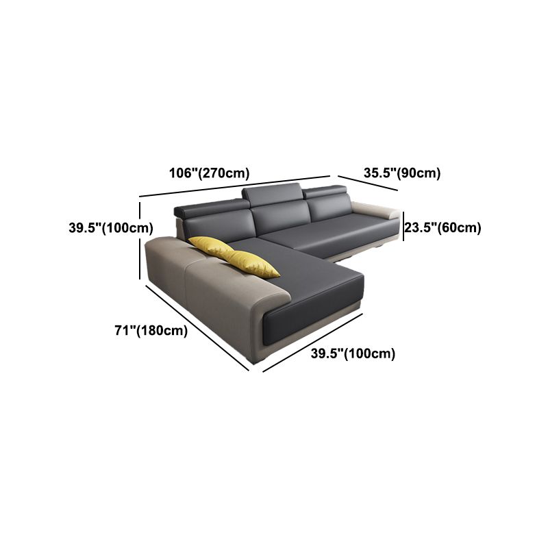 Fabric Pillow Top Arm Sectional Sofa 39.37"High Adjustable Cushion Back Sofa