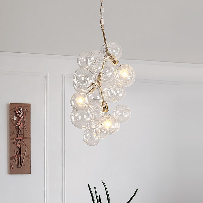 Moderne balhangende plafondlamp helder glas 3/5-licht woonkamer kroonluchter hanger in goud