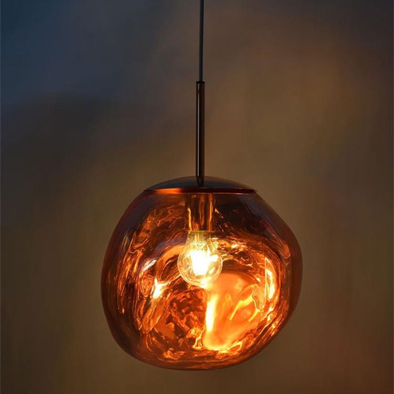 1 Light Rock Ceiling Light Modern Simple Dimpled Blown Glass Ceiling Fixture for Restaurant
