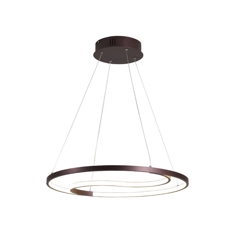 Moderne ring hangende lamp eigentijdse metalen led koffie plafond kroonluchter in warm/wit licht, 23,5 "/30" w
